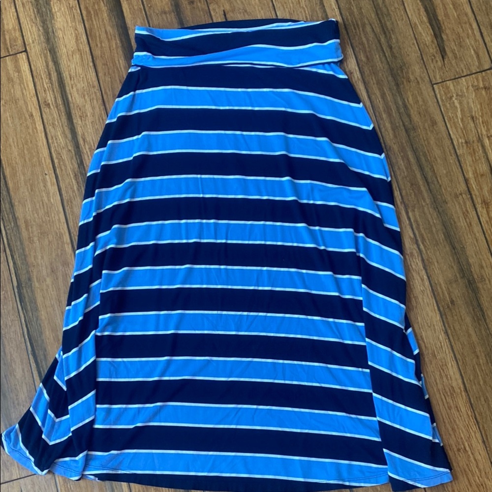 GAP XL Roll Waist Blue Striped Women's Maxi Skirt